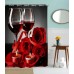 Goodbath Red Rose Wine Glass Cups Polyester Shower Curtain Red Black, 72 Inch by 72 Inch